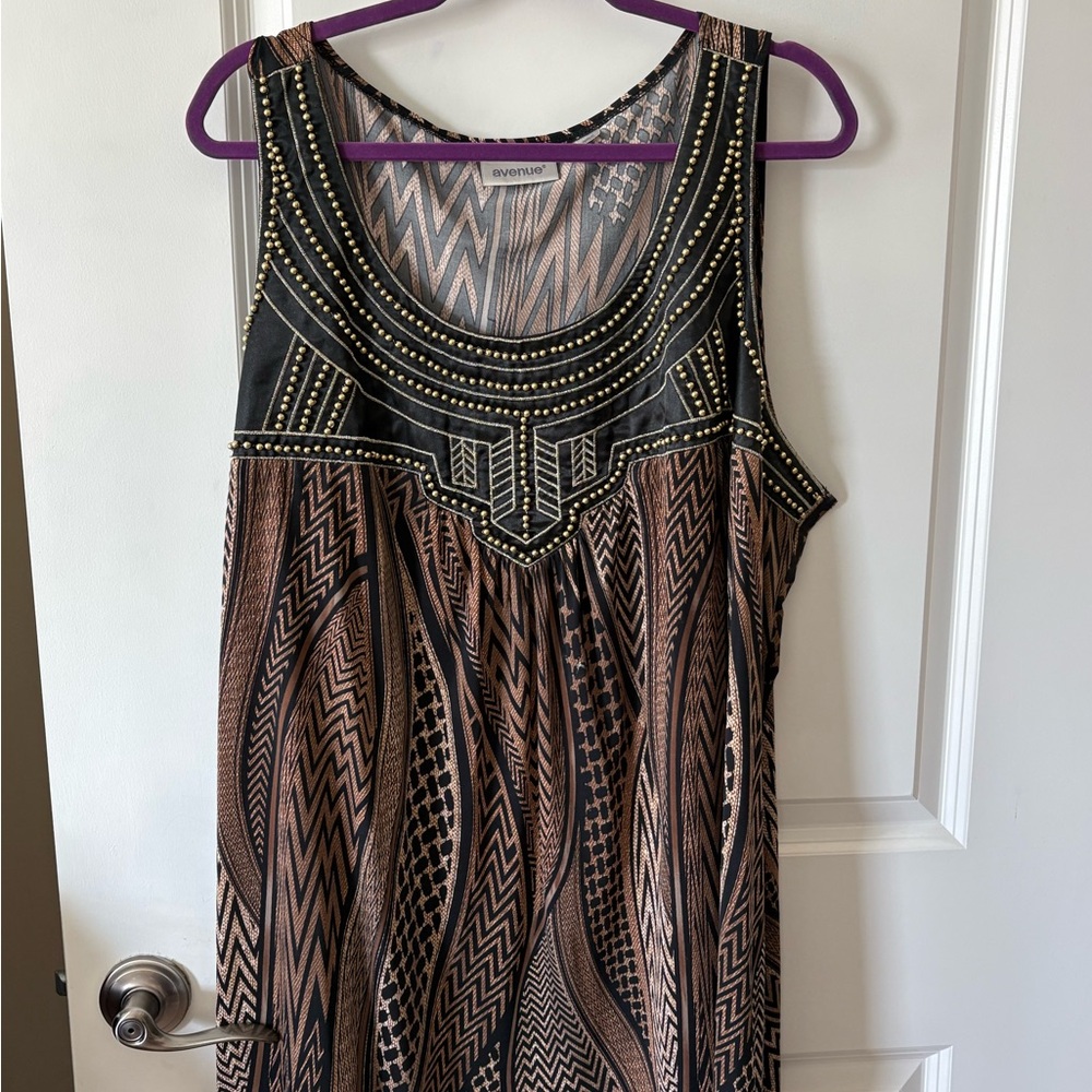 Avenue Black and Brown Sleeveless Studded Tank Top